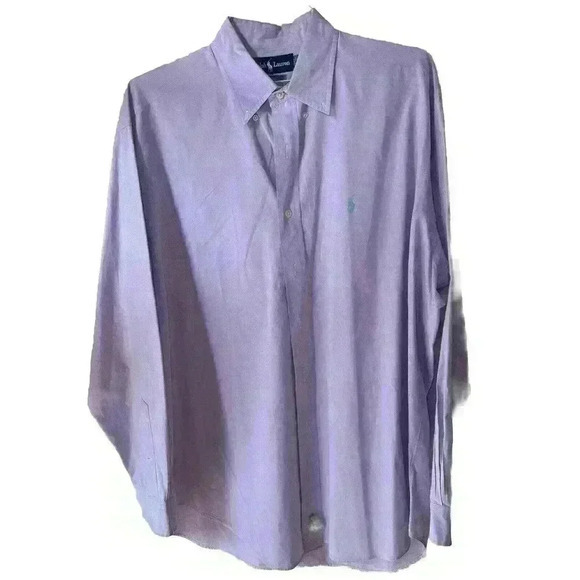 Ralph Lauren L Blake 2 Ply Cotton Purple Small Check W/ Green Pony Button Down - Picture 1 of 7